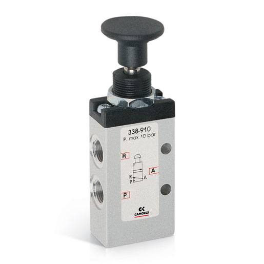 338-910 Zawor sterowany recznie 3/2 N.C. G1/8 Serii 3 Camozzi