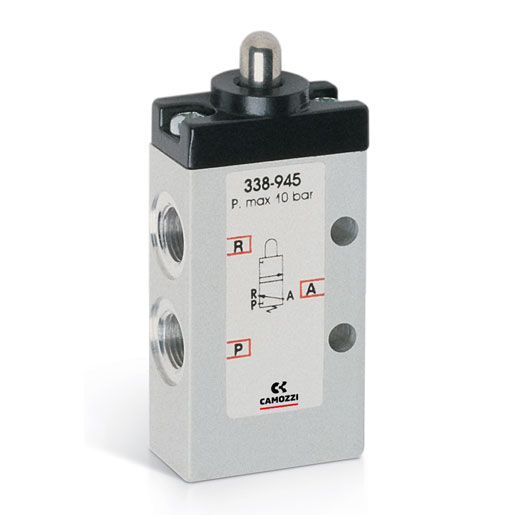 338-945 Zawor sterowany mechanicznie 3/2 N.C. G1/8 Serii 3 Camozzi