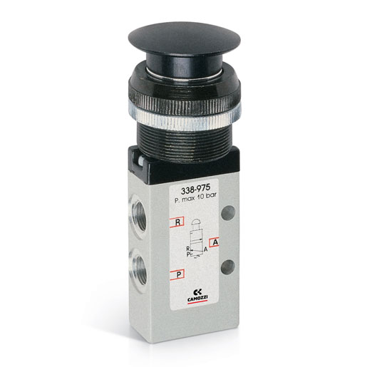 338-977 Zawor sterowany recznie 3/2 N.C. G1/8 Serii 3 Camozzi
