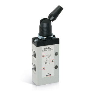 338-990 Zawor sterowany recznie 3/2 N.C. G1/8 Serii 3 Camozzi