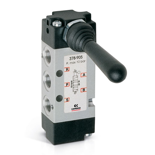 378-900 Zawor sterowany recznie 5/3 centralnie odpowietrzony G1/8 Serii 3 Camozzi